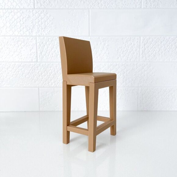 Miniature Barbie Tan Bistro Table 4 Chairs 3D Printed Dollhouse Furniture - Picture 2 of 7